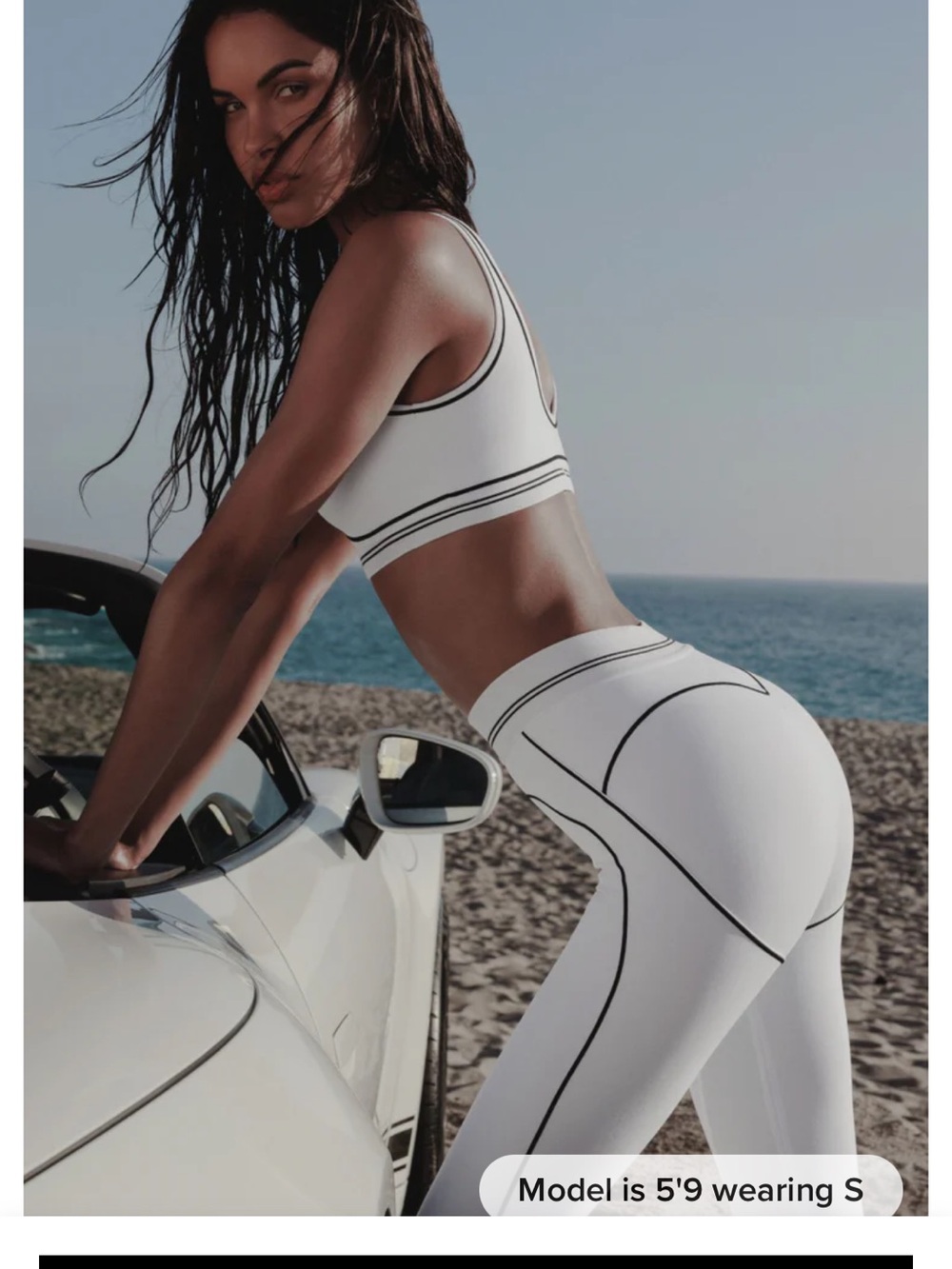 Set!(2)ALO Airbrush HighWaist Heart Throb Legging XS & Bra S White Black - Picture 2 of 16